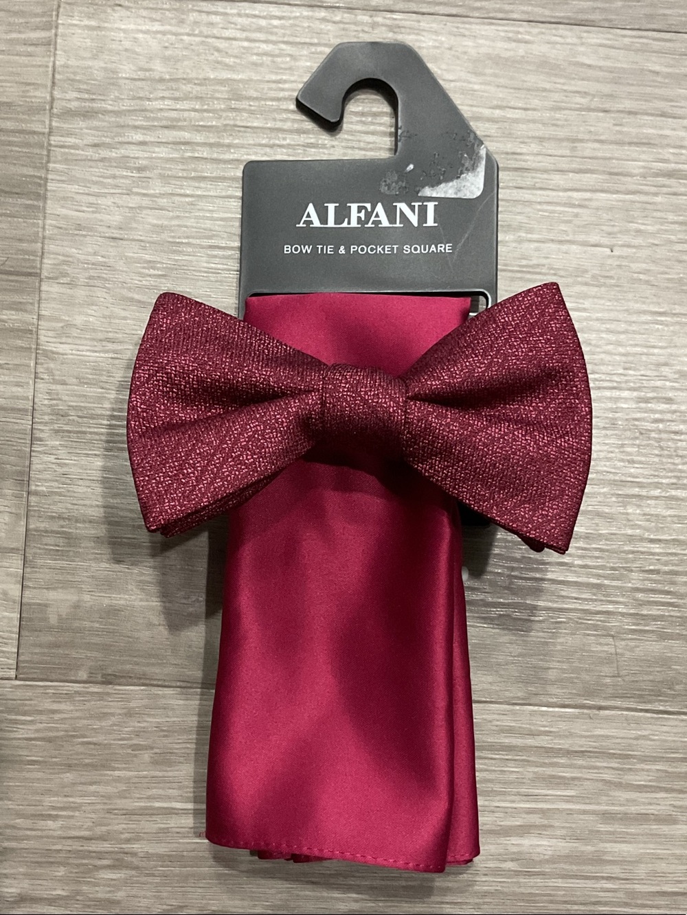 Alfani Men's Wine Red Bow Tie & Pocket Square Set